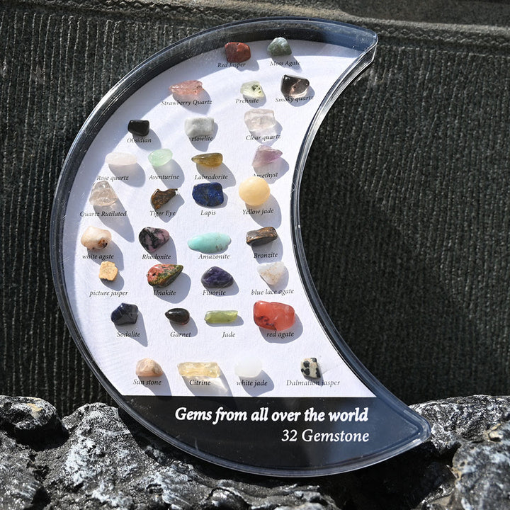 Conjunto de 32 especímenes minerales de Olivenorma, adorno de luna