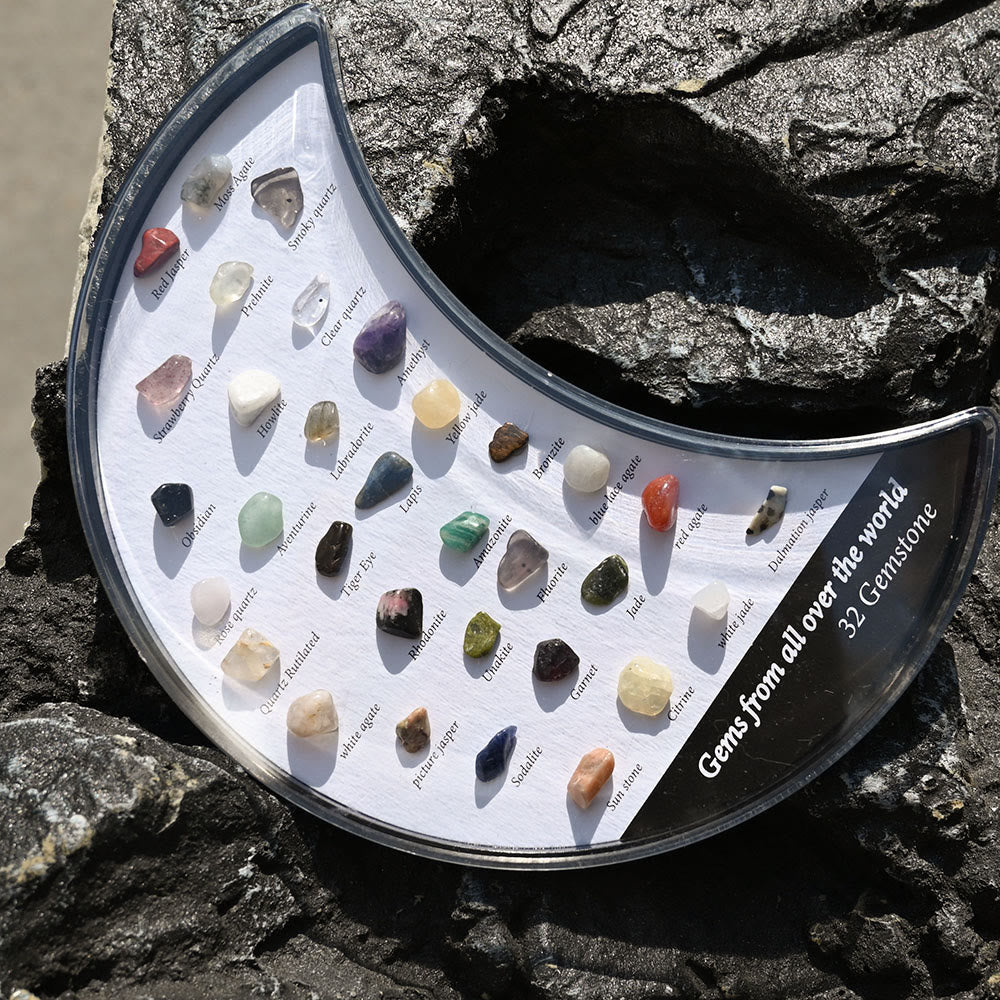 Conjunto de 32 especímenes minerales de Olivenorma, adorno de luna
