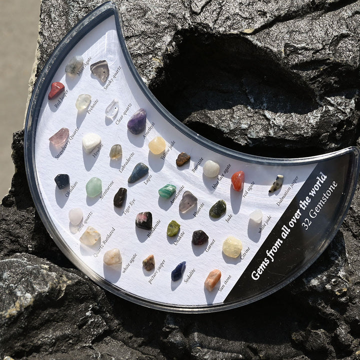 Conjunto de 32 especímenes minerales de Olivenorma, adorno de luna