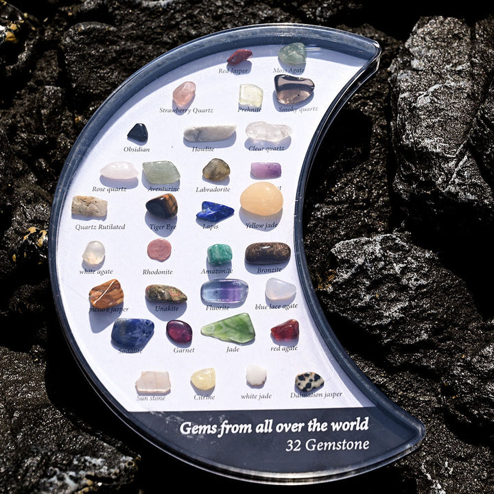 Conjunto de 32 especímenes minerales de Olivenorma, adorno de luna