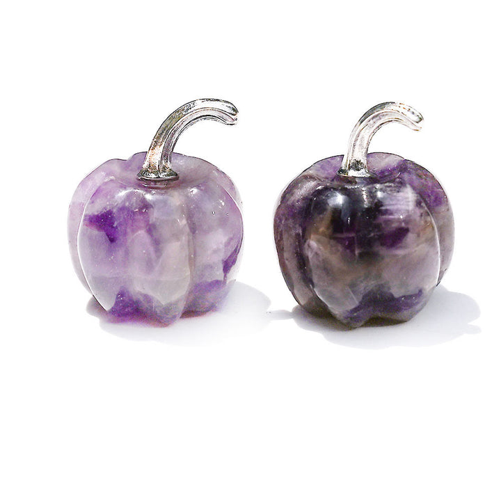 Calabaza de cristal natural tallada con piedras preciosas decorativas de Olivenorma de 2 cm