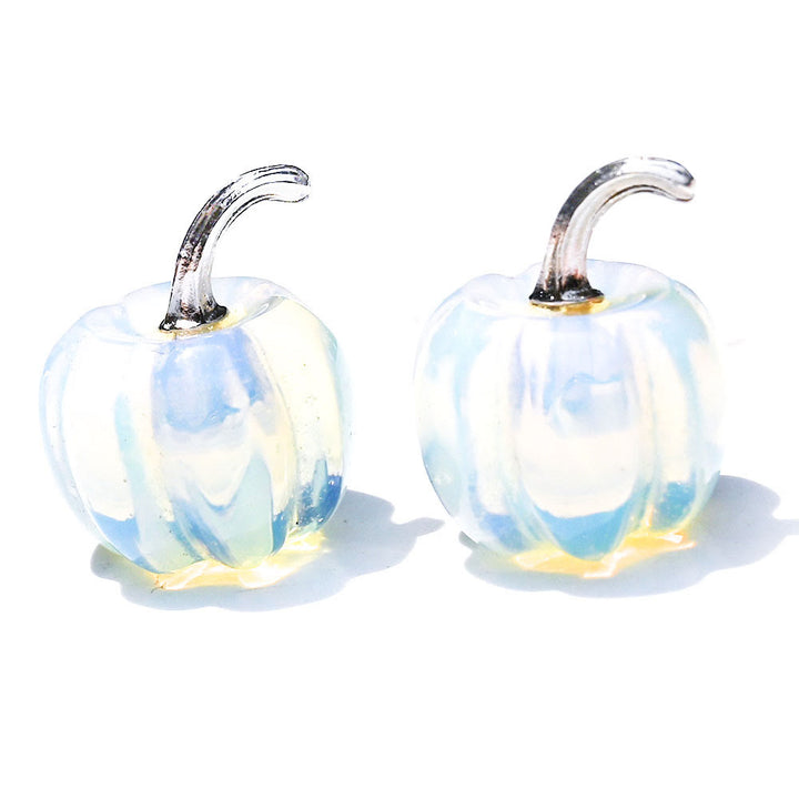 Calabaza de cristal natural tallada con piedras preciosas decorativas de Olivenorma de 2 cm