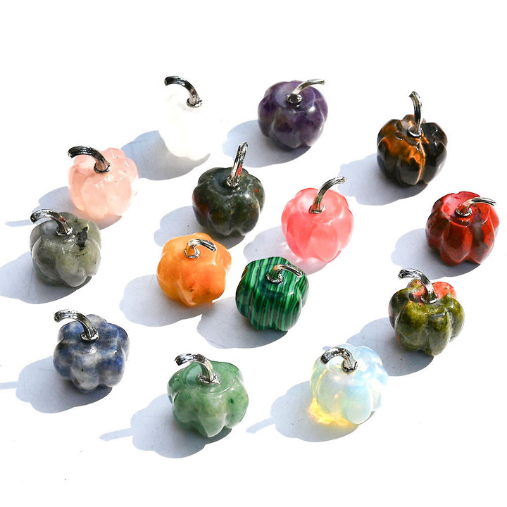 Calabaza de cristal natural tallada con piedras preciosas decorativas de Olivenorma de 2 cm