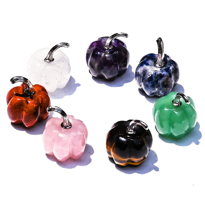 Calabaza de cristal natural tallada con piedras preciosas decorativas de Olivenorma de 2 cm