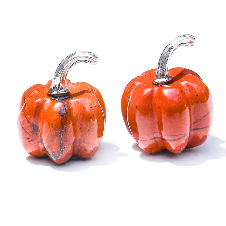 Calabaza de cristal natural tallada con piedras preciosas decorativas de Olivenorma de 2 cm