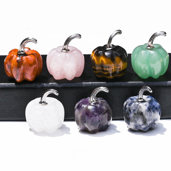 Calabaza de cristal natural tallada con piedras preciosas decorativas de Olivenorma de 2 cm