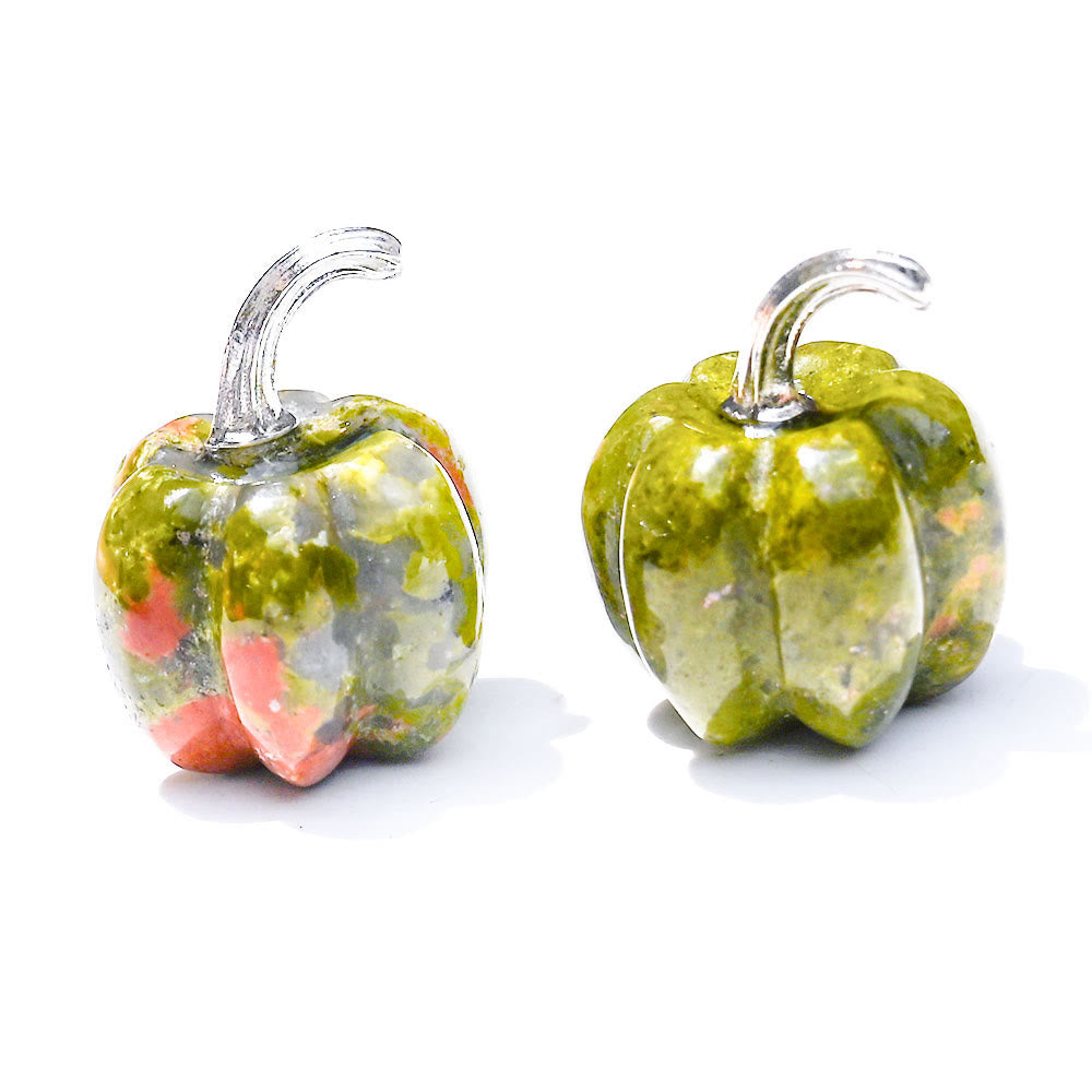 Calabaza de cristal natural tallada con piedras preciosas decorativas de Olivenorma de 2 cm