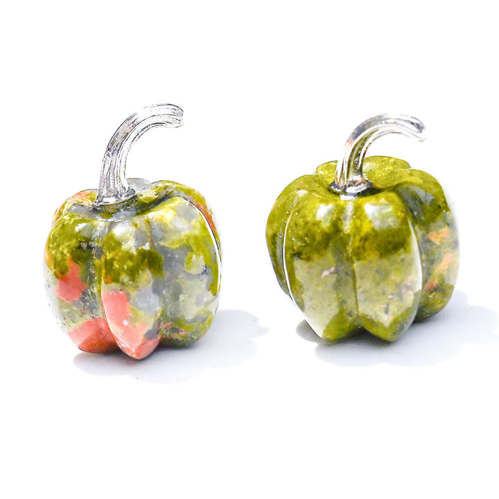Calabaza de cristal natural tallada con piedras preciosas decorativas de Olivenorma de 2 cm