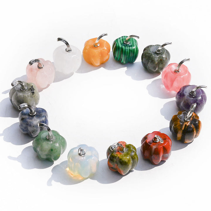 Calabaza de cristal natural tallada con piedras preciosas decorativas de Olivenorma de 2 cm