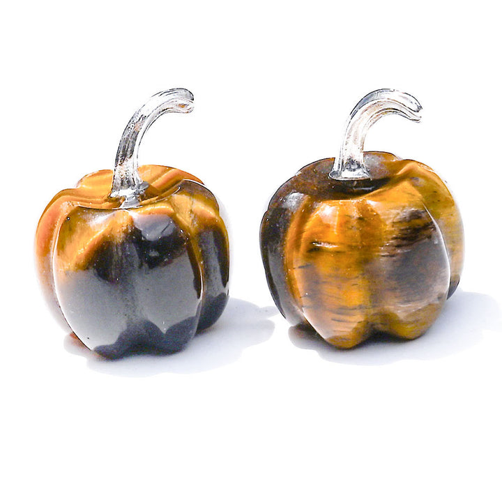 Calabaza de cristal natural tallada con piedras preciosas decorativas de Olivenorma de 2 cm