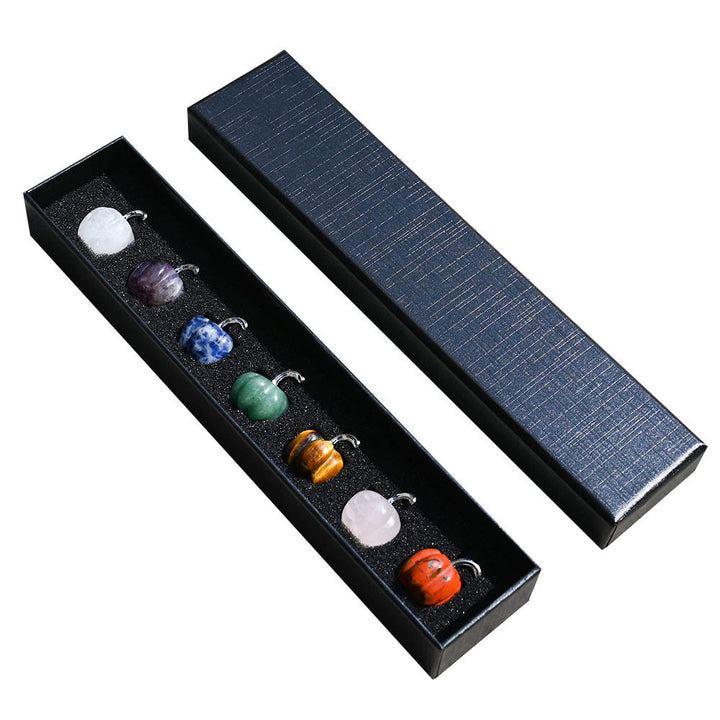 Calabaza de cristal natural tallada con piedras preciosas decorativas de Olivenorma de 2 cm