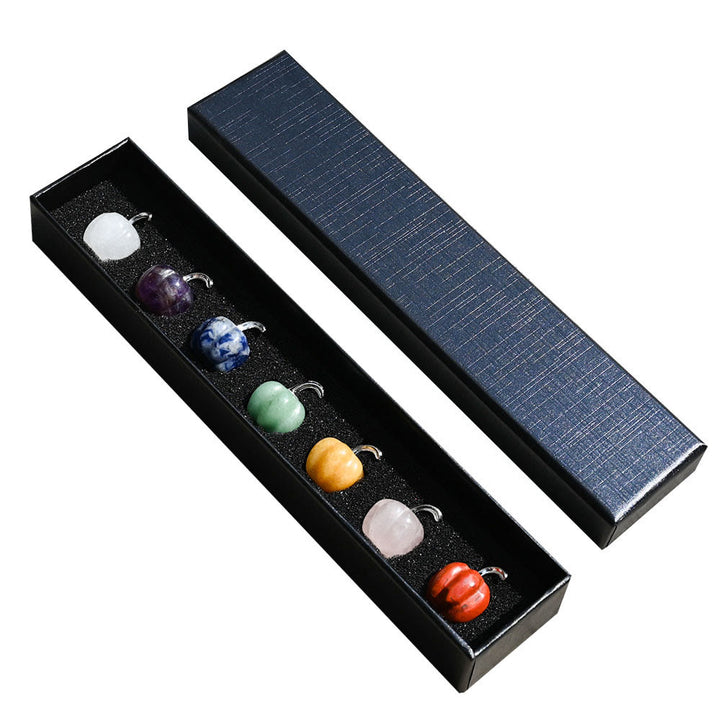 Calabaza de cristal natural tallada con piedras preciosas decorativas de Olivenorma de 2 cm