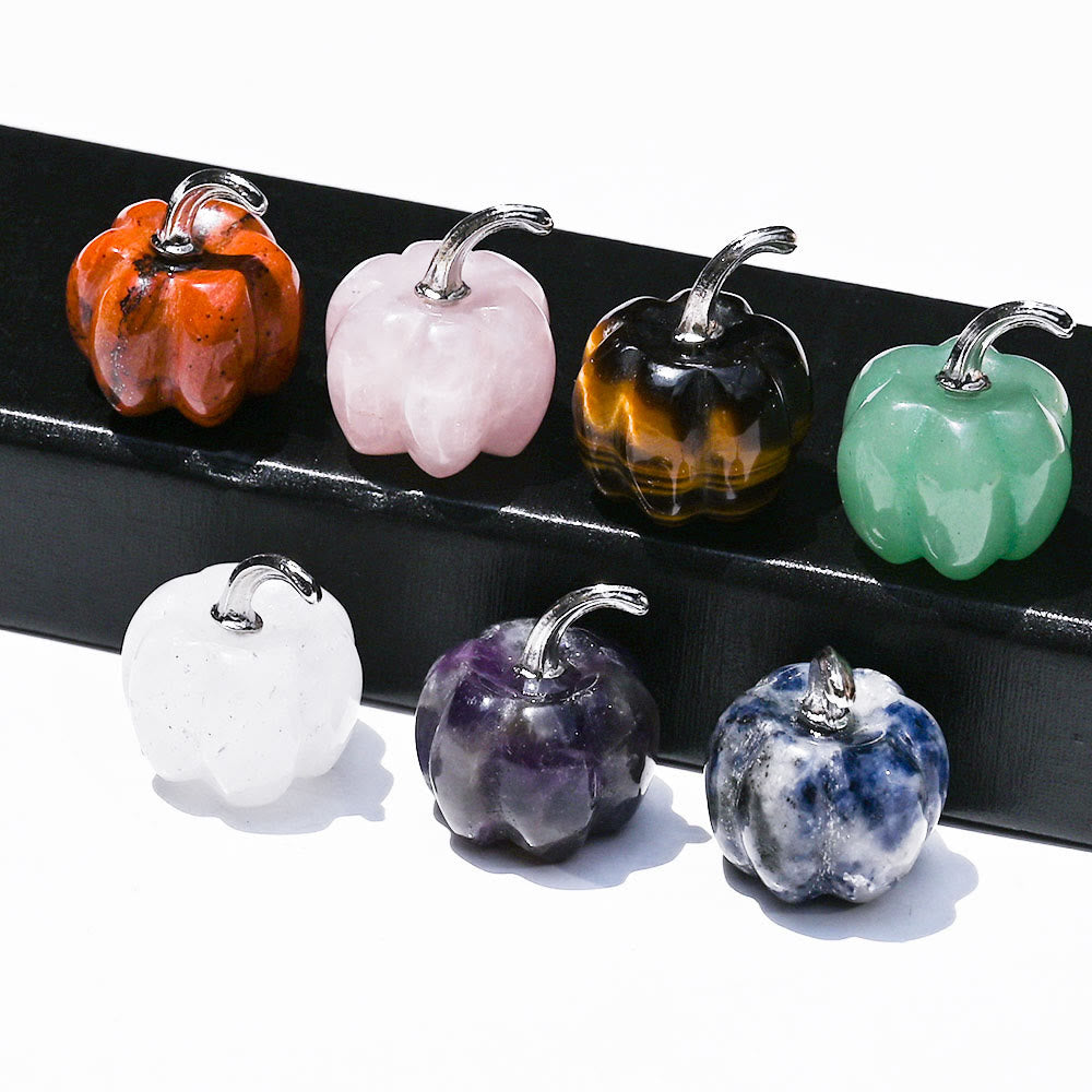Calabaza de cristal natural tallada con piedras preciosas decorativas de Olivenorma de 2 cm