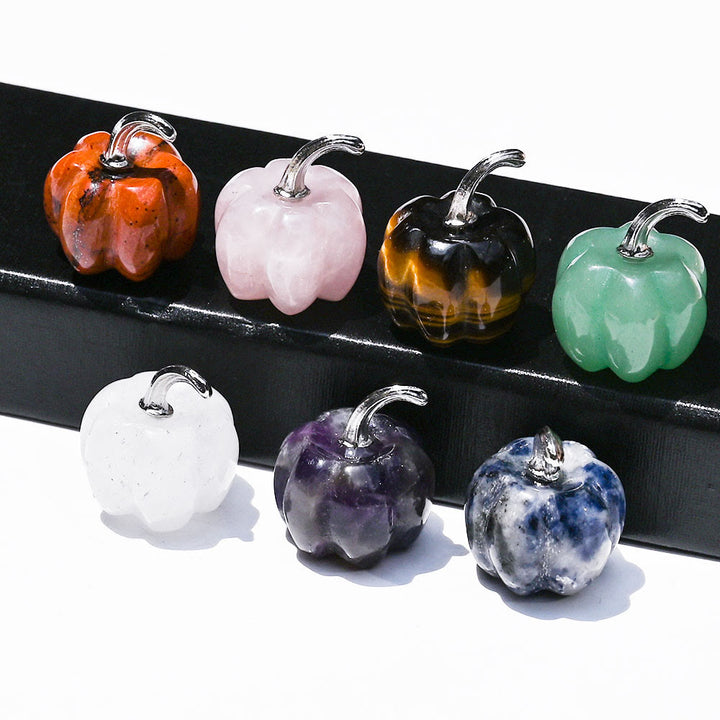 Calabaza de cristal natural tallada con piedras preciosas decorativas de Olivenorma de 2 cm