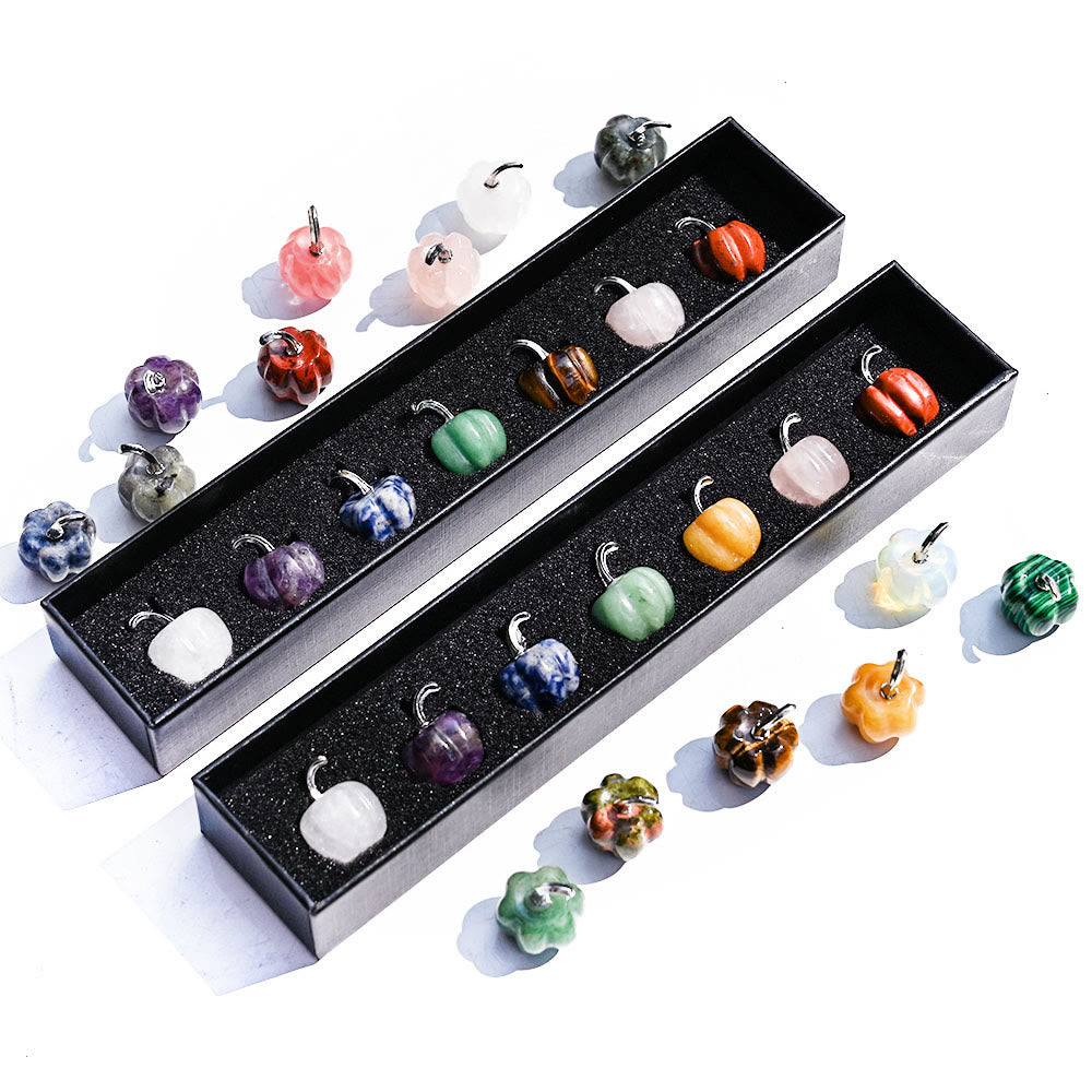 Calabaza de cristal natural tallada con piedras preciosas decorativas de Olivenorma de 2 cm