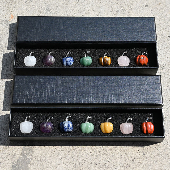 Calabaza de cristal natural tallada con piedras preciosas decorativas de Olivenorma de 2 cm