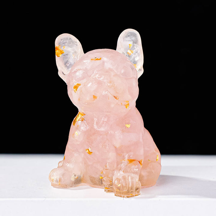 Decoración con piedras preciosas de bulldog francés con cristal epoxi de Olivenorma