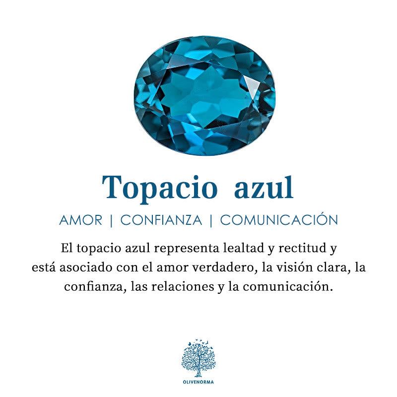 Collar con colgante de luna y estrella con topacio azul y circonita blanca de Olivenorma