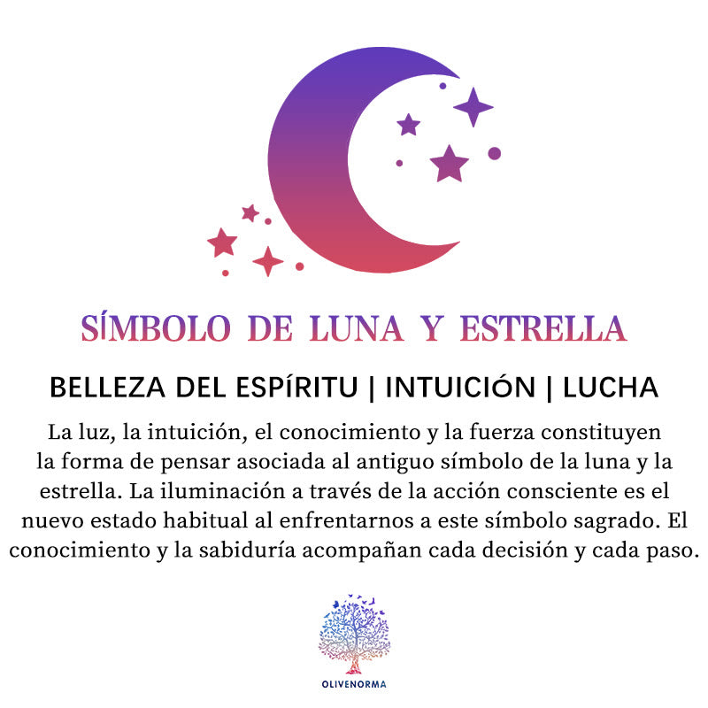 Collar con colgante de luna y estrella con topacio azul y circonita blanca de Olivenorma