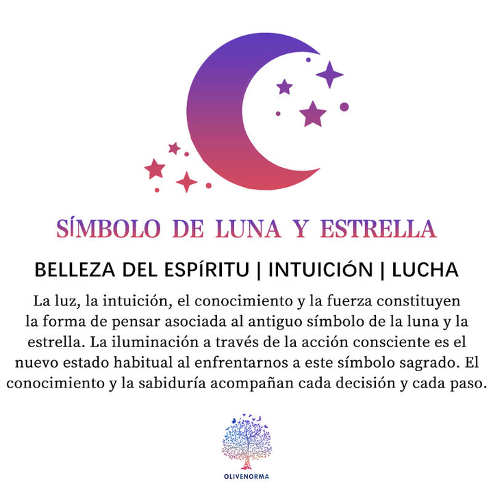Collar con colgante de luna y estrella con topacio azul y circonita blanca de Olivenorma