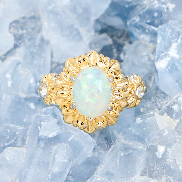 Anillo de girasol con ópalo de corte ovalado de Olivenorma