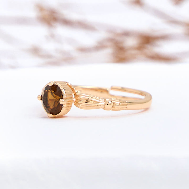 Anillo fino de cuarzo ahumado simple de Olivenorma