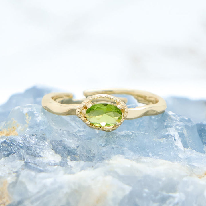 Anillo de peridoto irregular simple bañado en oro S925 de Olivenorma