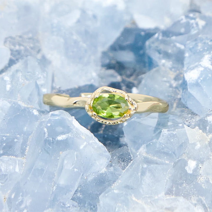 Anillo de peridoto irregular simple bañado en oro S925 de Olivenorma