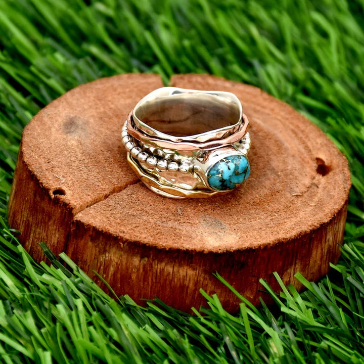 Anillo ancho con piedra imperial estilo bohemio retro de Olivenorma