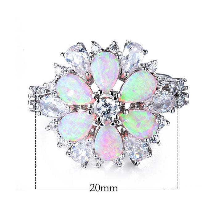 Anillo floral con flor de ópalo rosa de Olivenorma