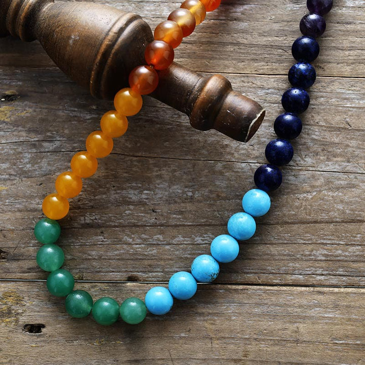 Collar de cuentas de chakras de 8 mm de Olivenorma