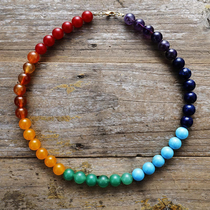 Collar de cuentas de chakras de 8 mm de Olivenorma
