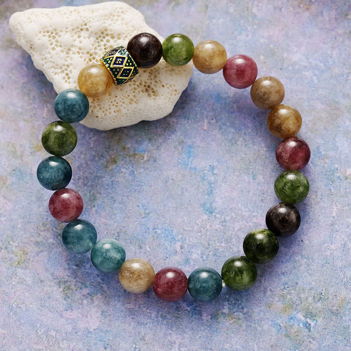 Pulsera de meditación y yoga con cuentas de piedra natural de 8 mm de Olivenorma