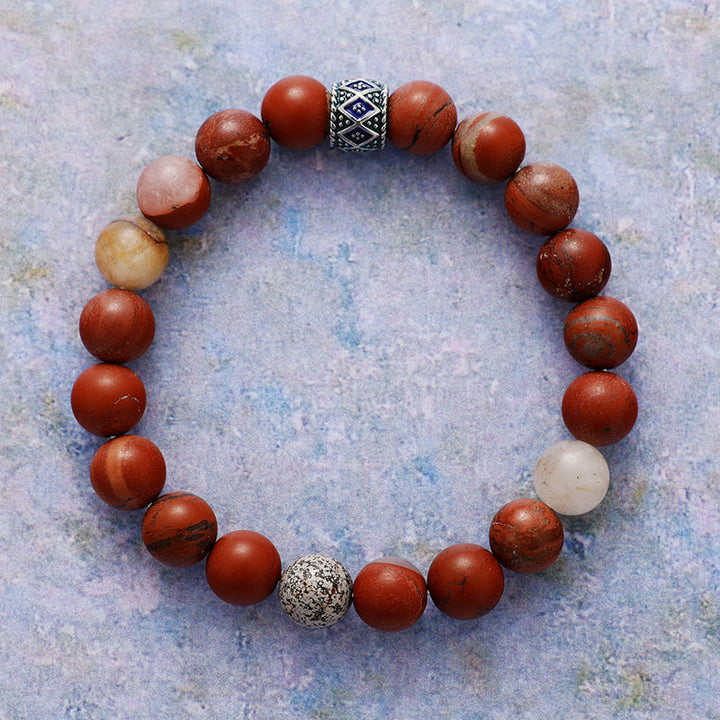Pulsera de meditación y yoga con cuentas de piedra natural de 8 mm de Olivenorma