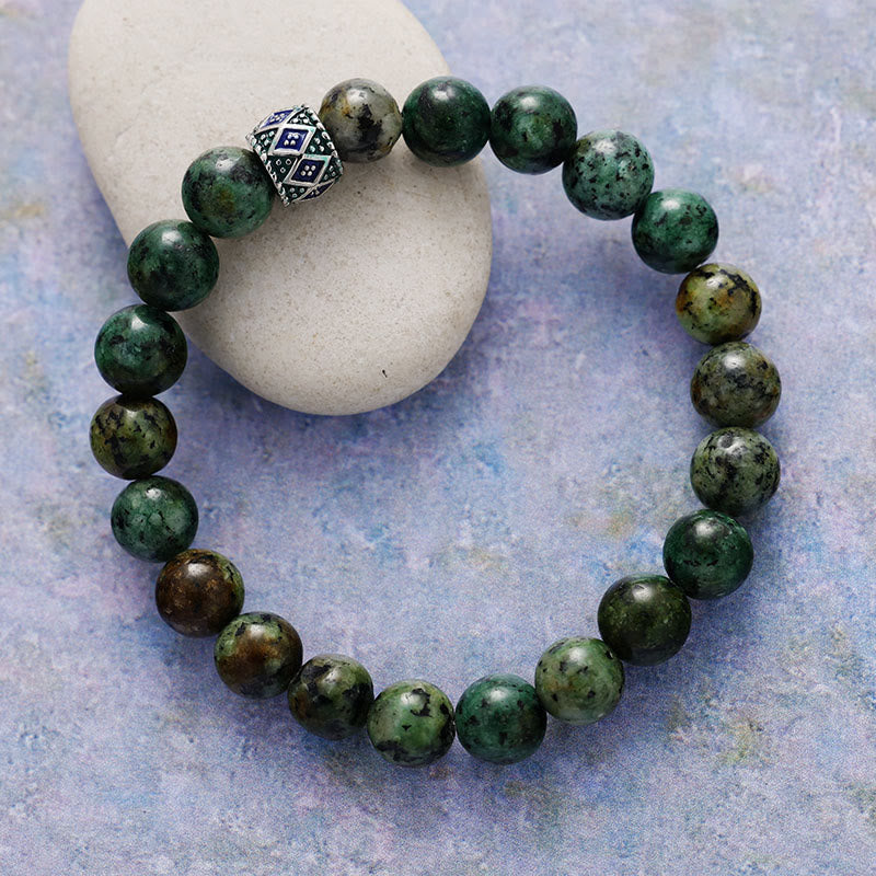 Pulsera de meditación y yoga con cuentas de piedra natural de 8 mm de Olivenorma