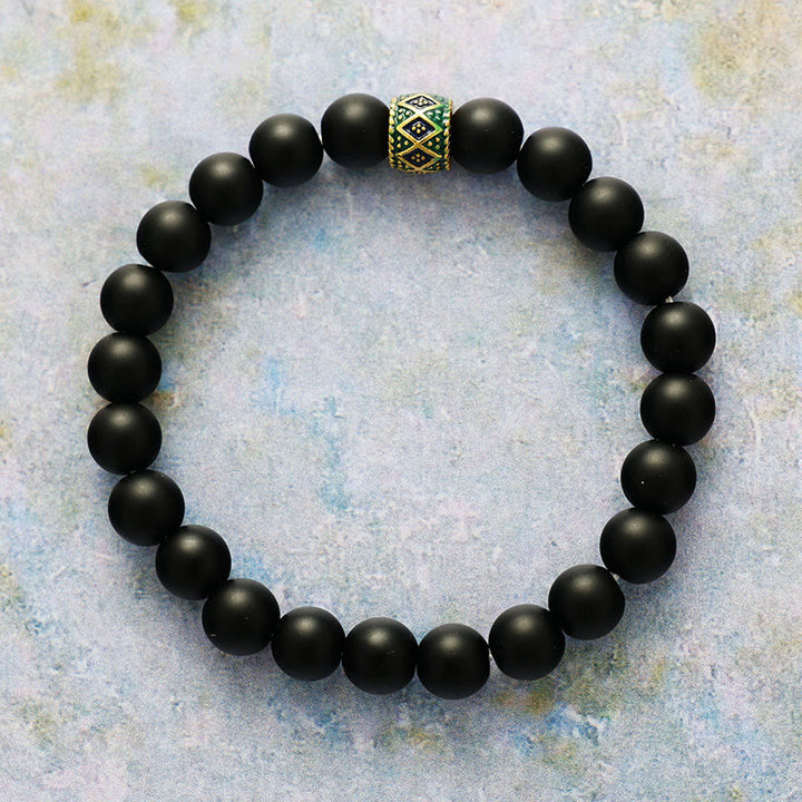Pulsera de meditación y yoga con cuentas de piedra natural de 8 mm de Olivenorma