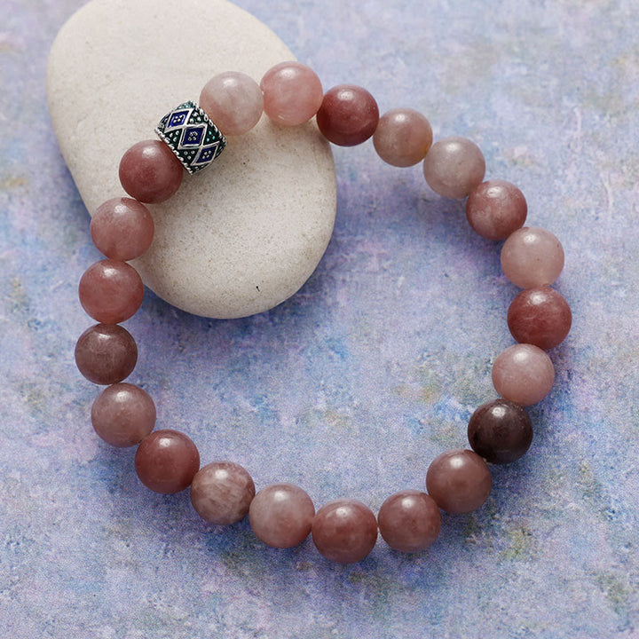 Pulsera de meditación y yoga con cuentas de piedra natural de 8 mm de Olivenorma