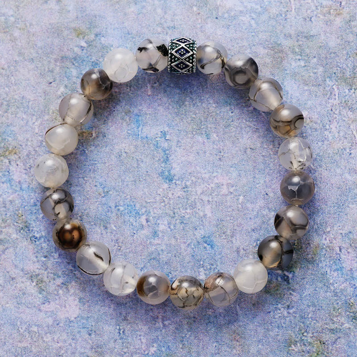 Pulsera de meditación y yoga con cuentas de piedra natural de 8 mm de Olivenorma
