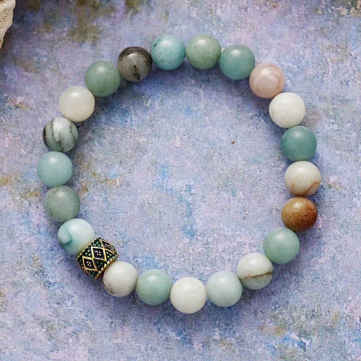 Pulsera de meditación y yoga con cuentas de piedra natural de 8 mm de Olivenorma