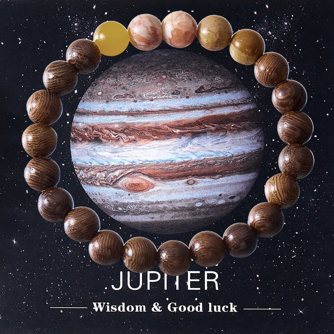 Pulsera de cristal con ocho planetas del sistema solar de Olivenorma con tarjeta