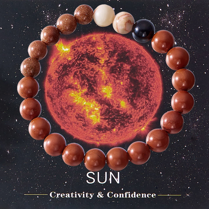 Pulsera de cristal con ocho planetas del sistema solar de Olivenorma con tarjeta