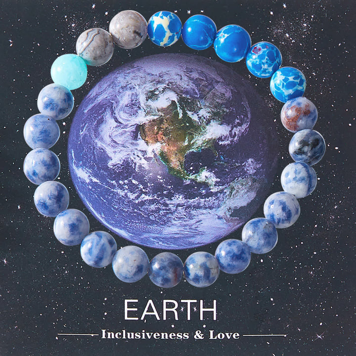 Pulsera de cristal con ocho planetas del sistema solar de Olivenorma con tarjeta
