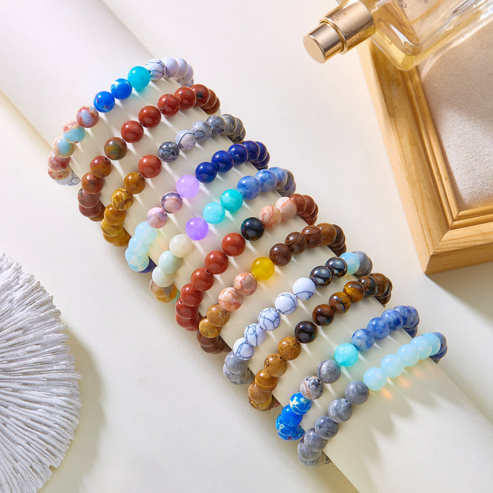 Pulsera de cristal con ocho planetas del sistema solar de Olivenorma con tarjeta