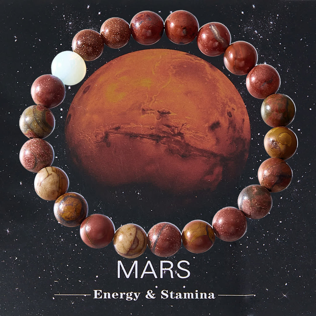 Pulsera de cristal con ocho planetas del sistema solar de Olivenorma con tarjeta