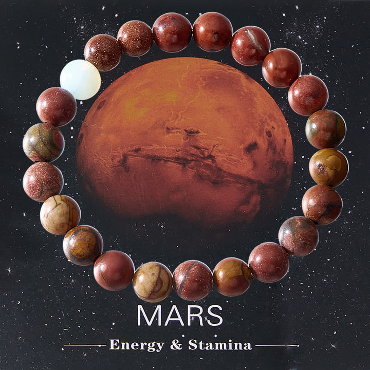 Pulsera de cristal con ocho planetas del sistema solar de Olivenorma con tarjeta
