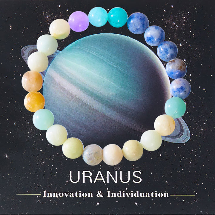 Pulsera de cristal con ocho planetas del sistema solar de Olivenorma con tarjeta