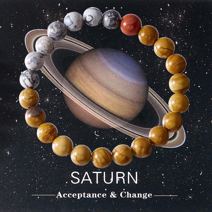 Pulsera de cristal con ocho planetas del sistema solar de Olivenorma con tarjeta