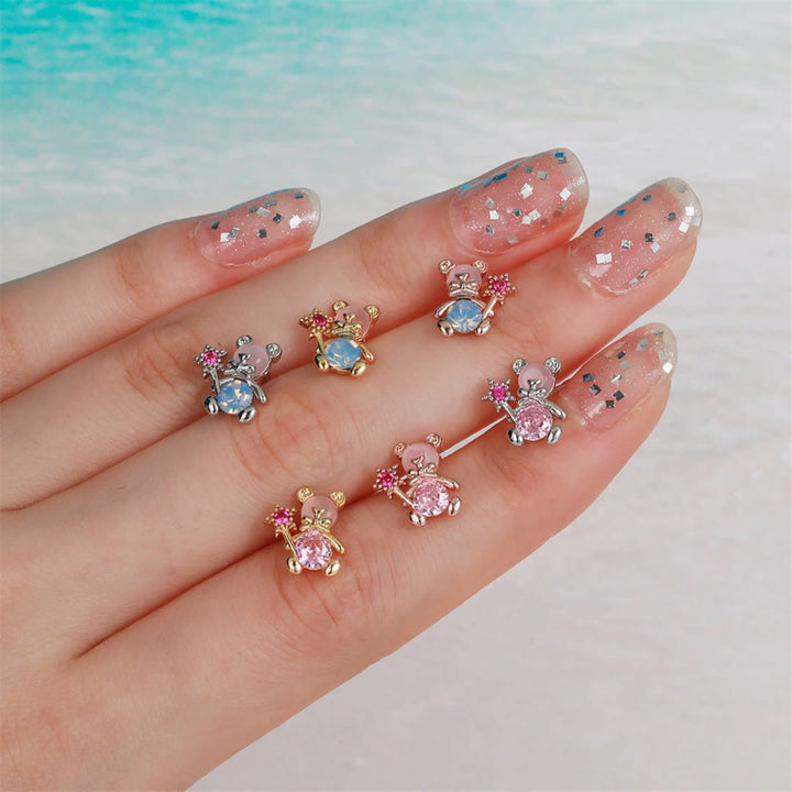 Pendientes de plata con circonitas de colores y animales bonitos de Olivenorma