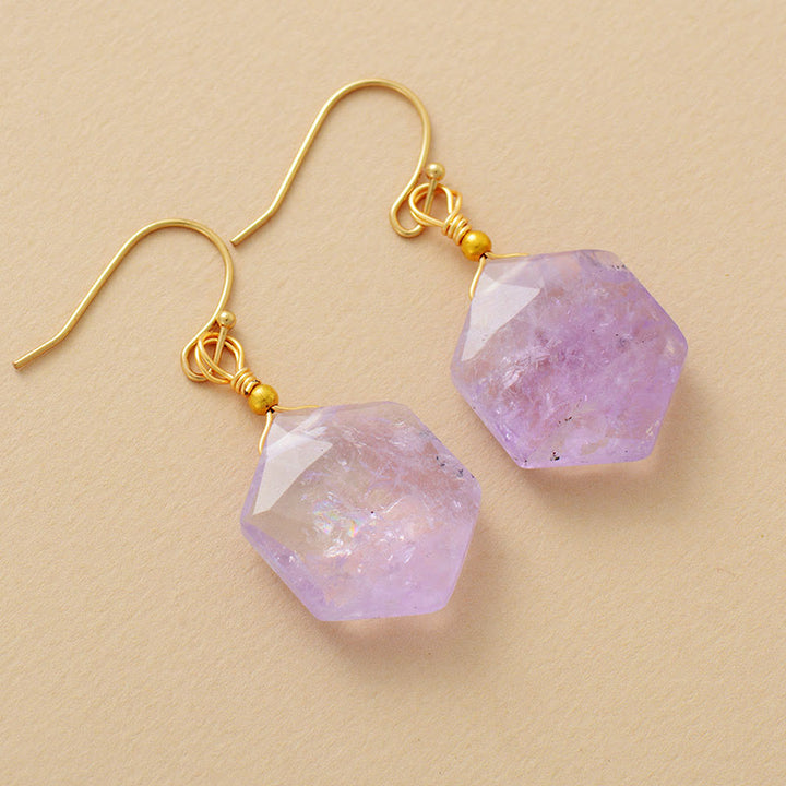Pendientes de amatista y lapislázuli con corte facetado hexagonal de Olivenorma