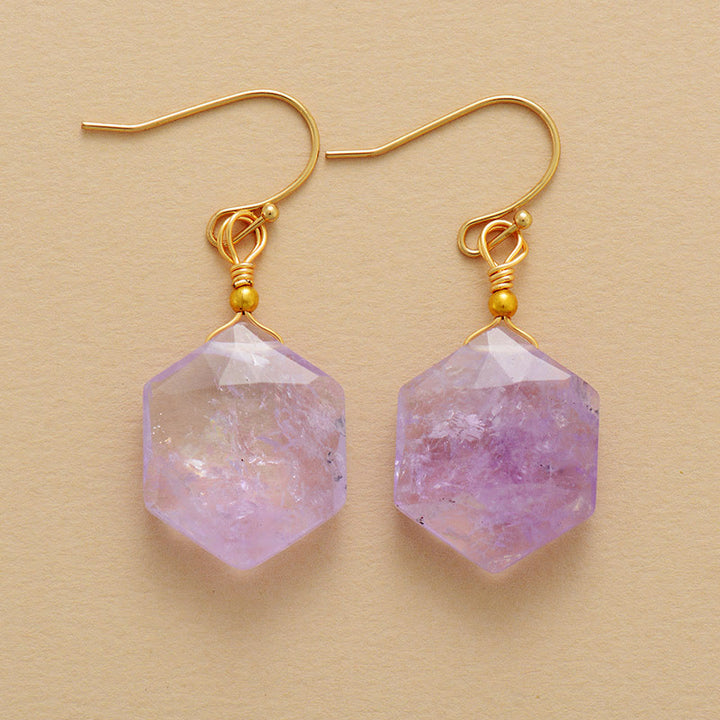 Pendientes de amatista y lapislázuli con corte facetado hexagonal de Olivenorma